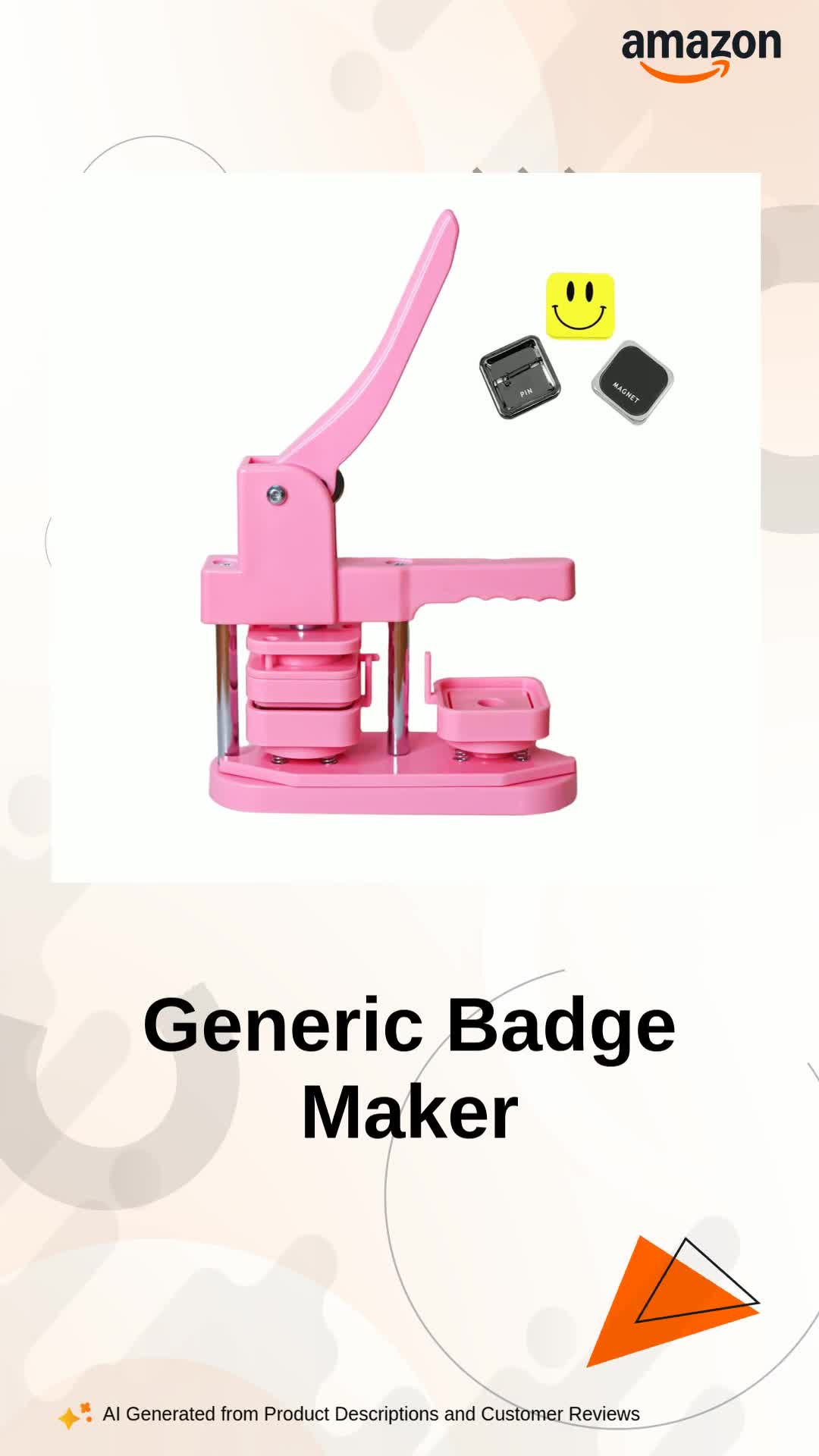 Square Button Badge Maker Machine, 50mm DIY Press Tool, Pin/Magnet